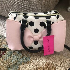 Betsy Johnson polka dot Pink Bow satchel purse BNWT
